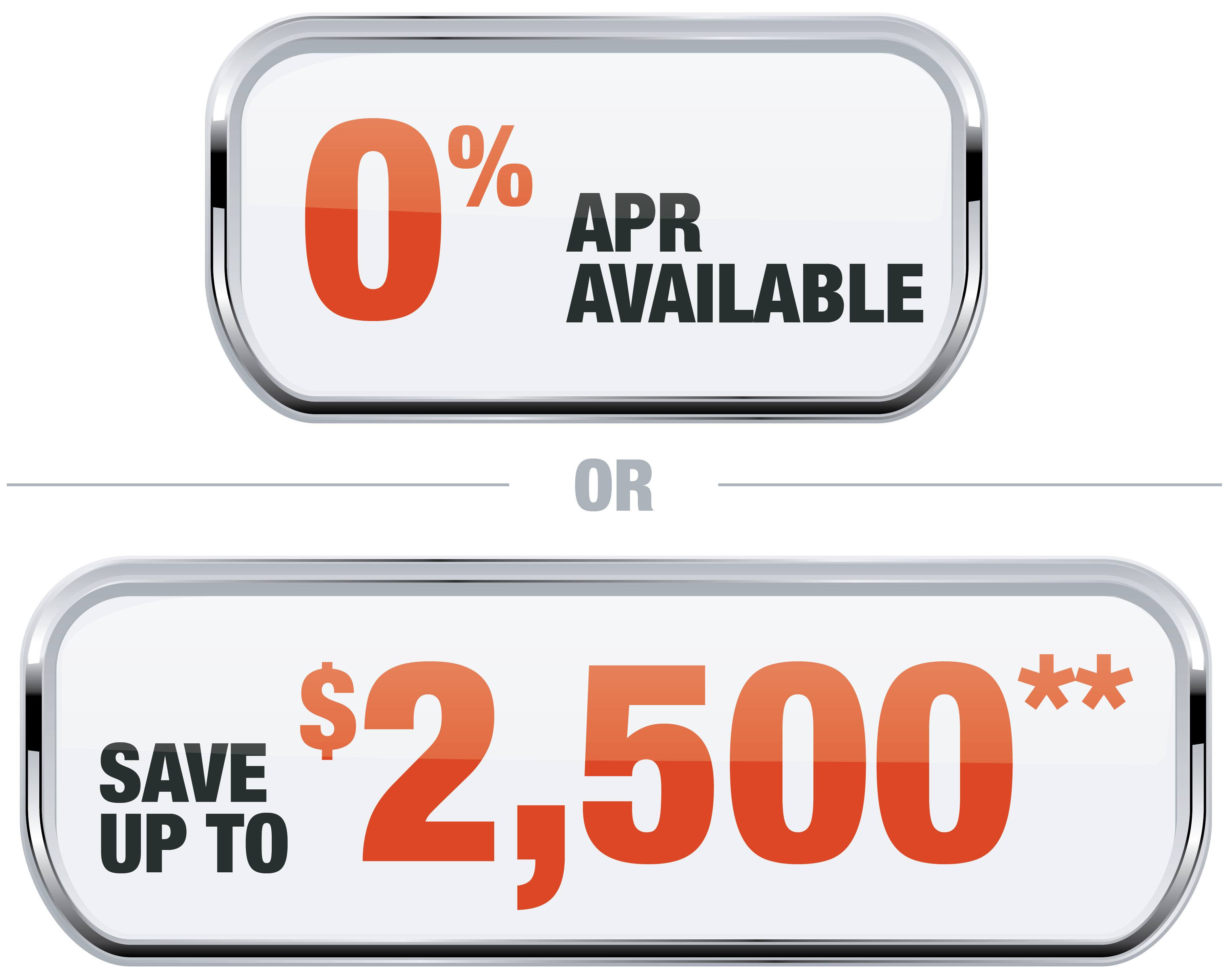0% APR Available or save $2500 offer badge